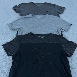 LOT OF 3 American Eagle Shirt Mens Medium Gray Short Sleeve Crew Graphic Preppy